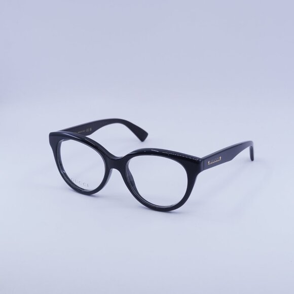 Gucci GG1590O 004 Eyeglasses Grey Crystal on Black 52mm Cat Eye Frame - Picture 4 of 11
